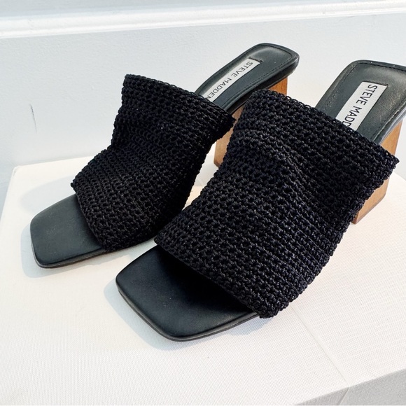 NEW Steve Madden Realize Black Slide Sandal with Block Heel - Picture 8 of 10